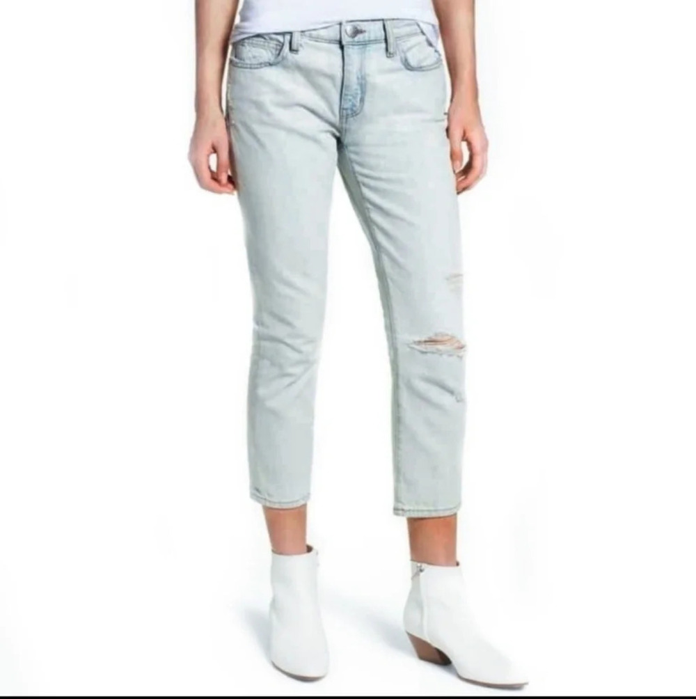 Current/Elliott Crop Straight Denim Blue Jeans 25